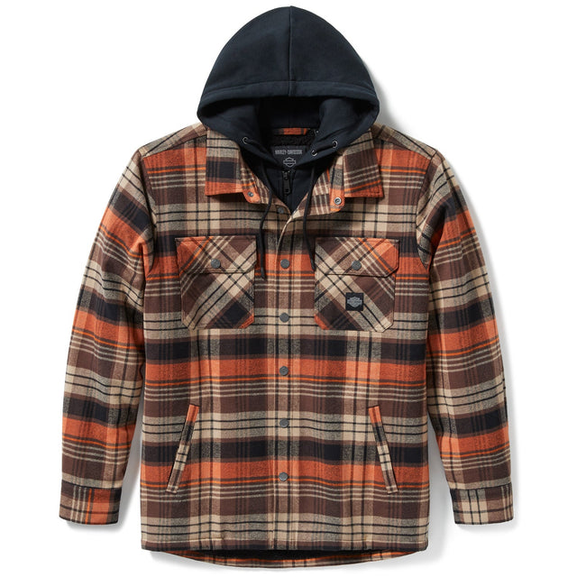 Plaid jacket with a hood on a white background