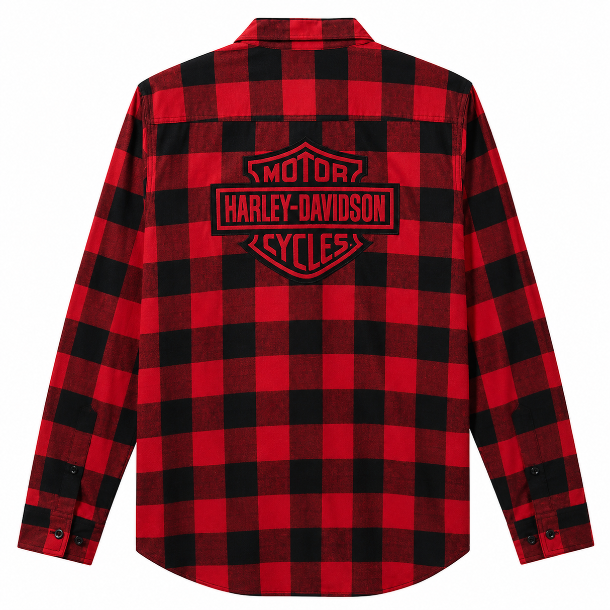 Harley-Davidson Men's Bar & Shield Buffalo Check Flannel Shirt - Red
