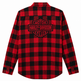 Harley-Davidson Men's Bar & Shield Buffalo Check Flannel Shirt - Red