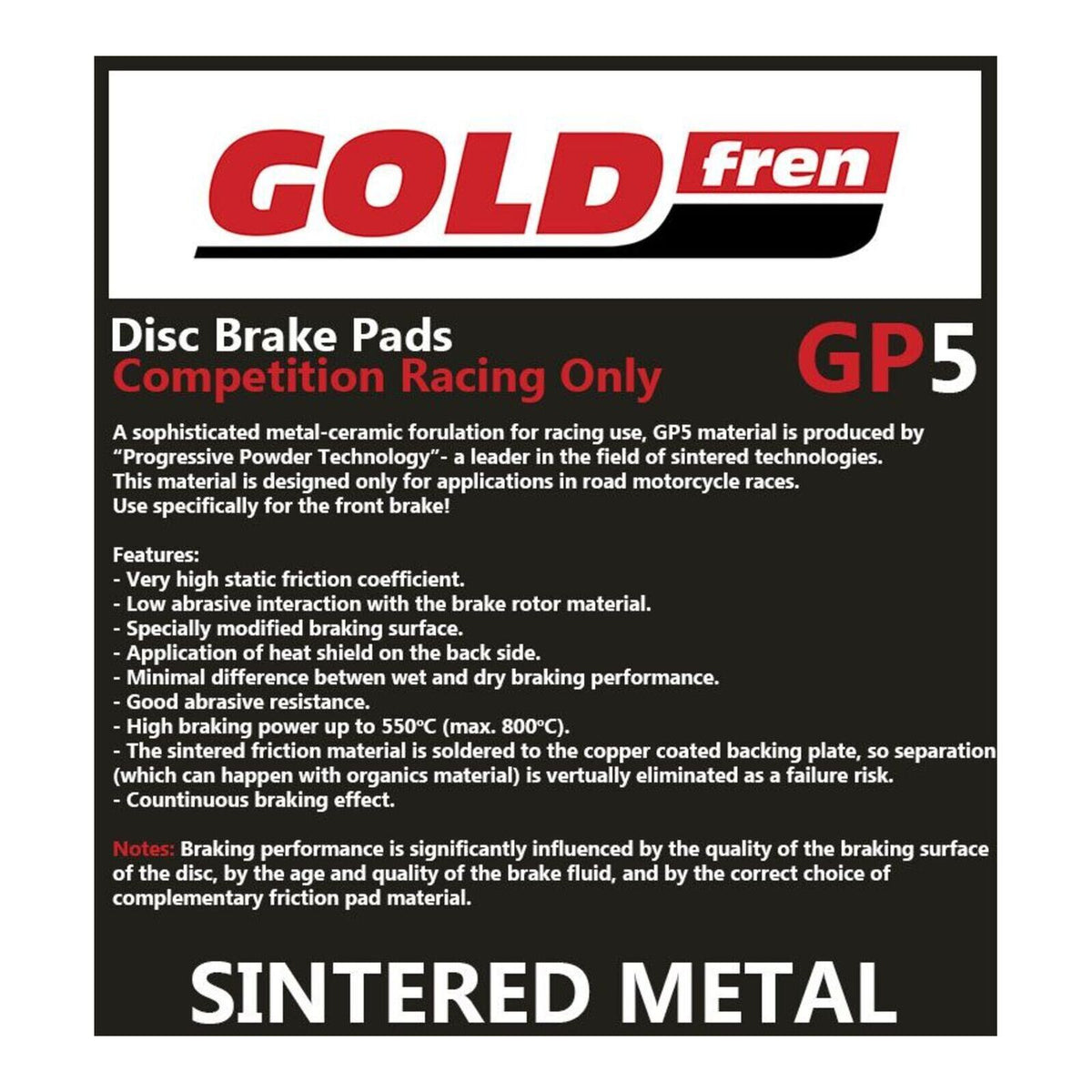 GOLDfren Brake Pads GF369 - GP5 - Indent