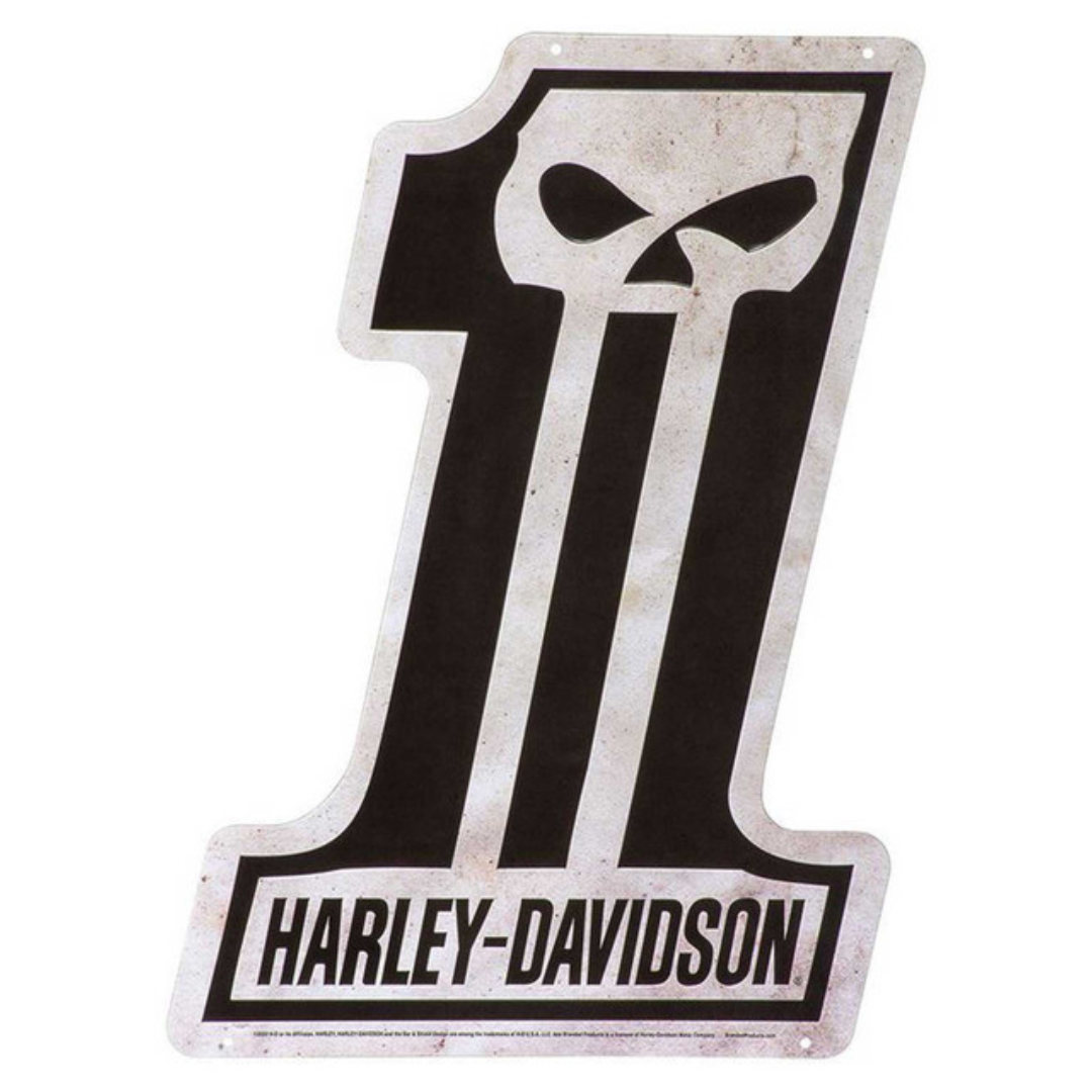 Harley-Davidson #1 Skull Tin Sign – V-Twins Motorcycles