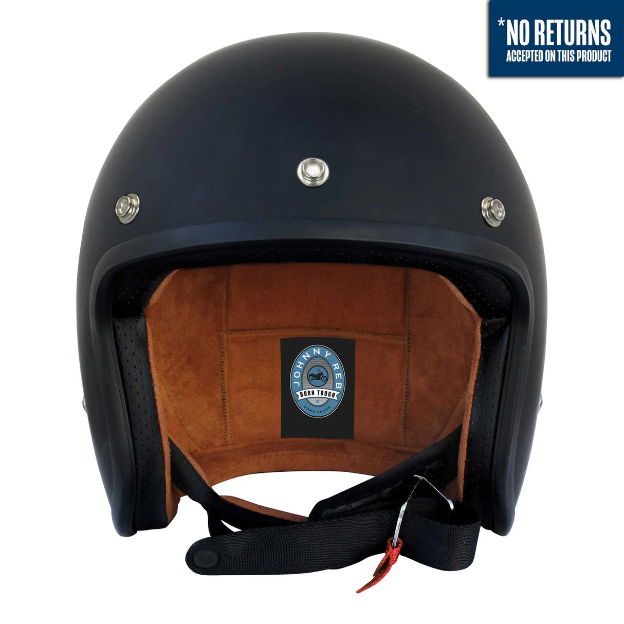 Johnny Reb Olga Open Face Helmet - Matte Black/Brown Lining