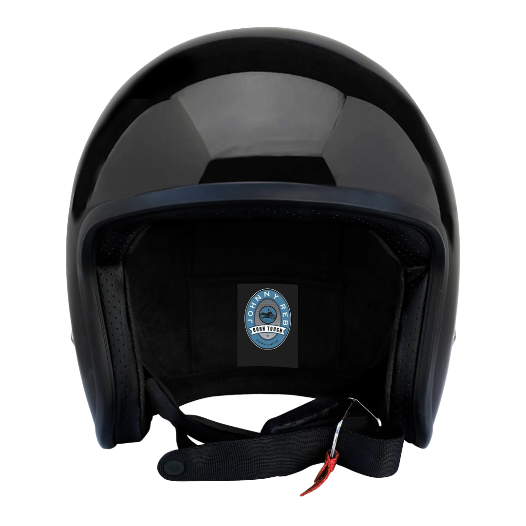 Johnny Reb Burke Open Face Helmet - Gloss Black/Black Lining