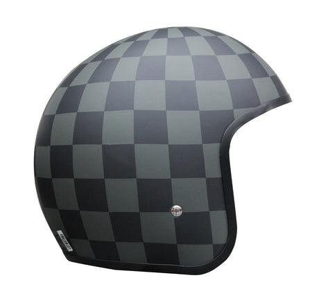 Johnny Reb Burke Open Face Helmet - Check Pattern/Black Lining