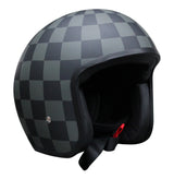 Johnny Reb Burke Open Face Helmet - Check Pattern/Black Lining