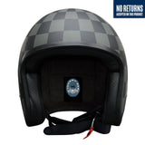 Johnny Reb Burke Open Face Helmet - Check Pattern/Black Lining