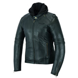Johnny Reb Women's Hawkesbury Leather Jacket I Removable Hood - Black