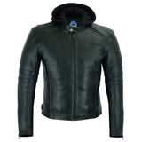 Johnny Reb Men's Hawkesbury Leather Jacket with Removable Hood - Black