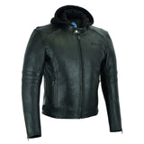 Johnny Reb Men's Hawkesbury Leather Jacket with Removable Hood - Black