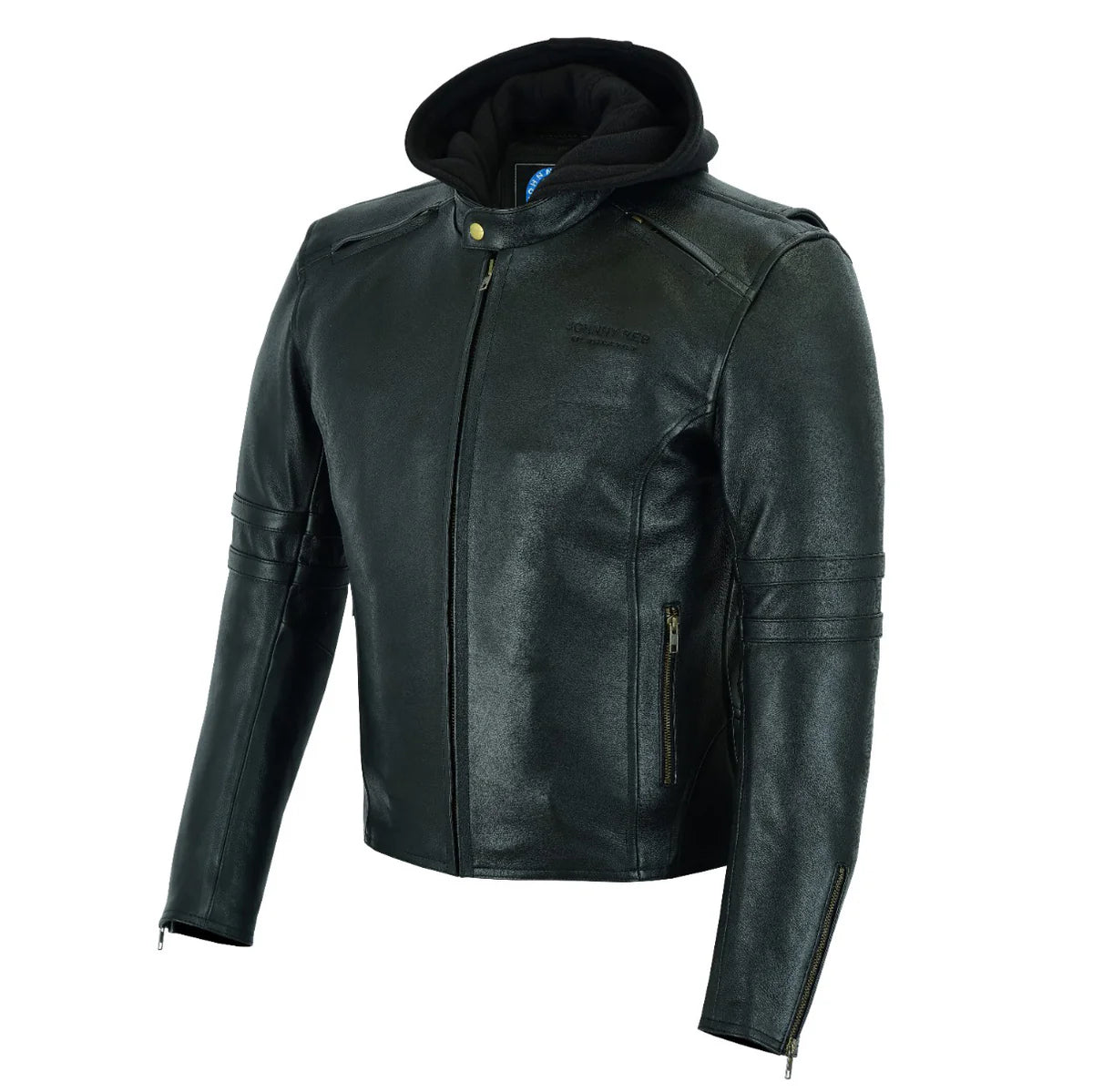 Johnny Reb Men's Hawkesbury Leather Jacket with Removable Hood - Black