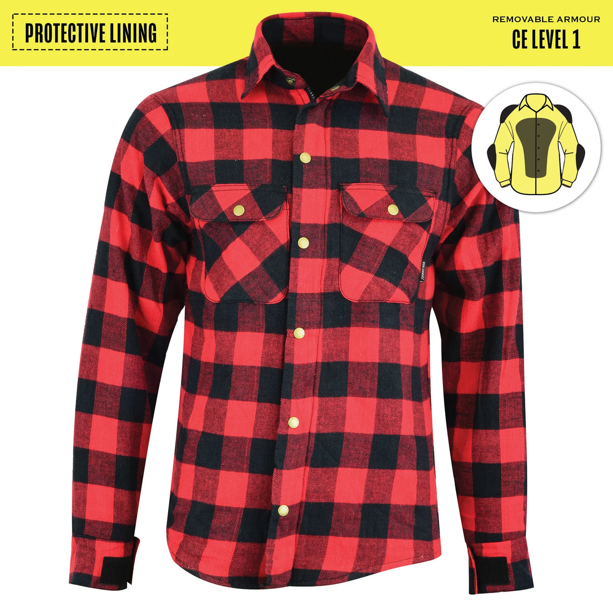 Johnny Reb Men's Waratah Protective Shirt - Red Plaid Kevlar Lined