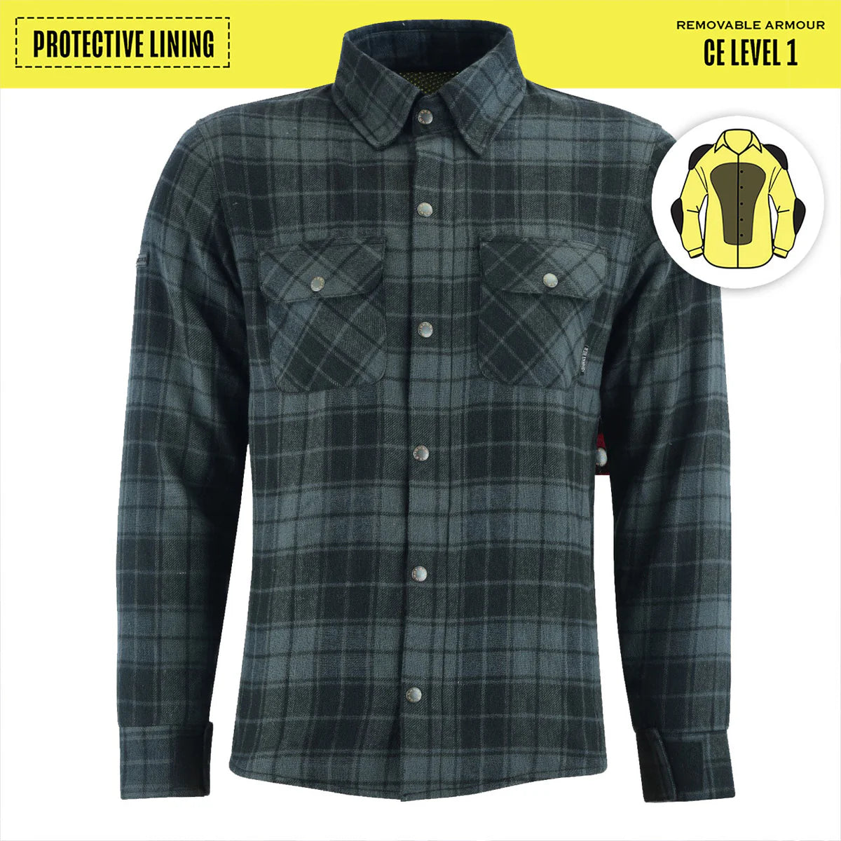 Johnny Reb Men's Nullabor Protective Shirt - Black/Charcoal Check