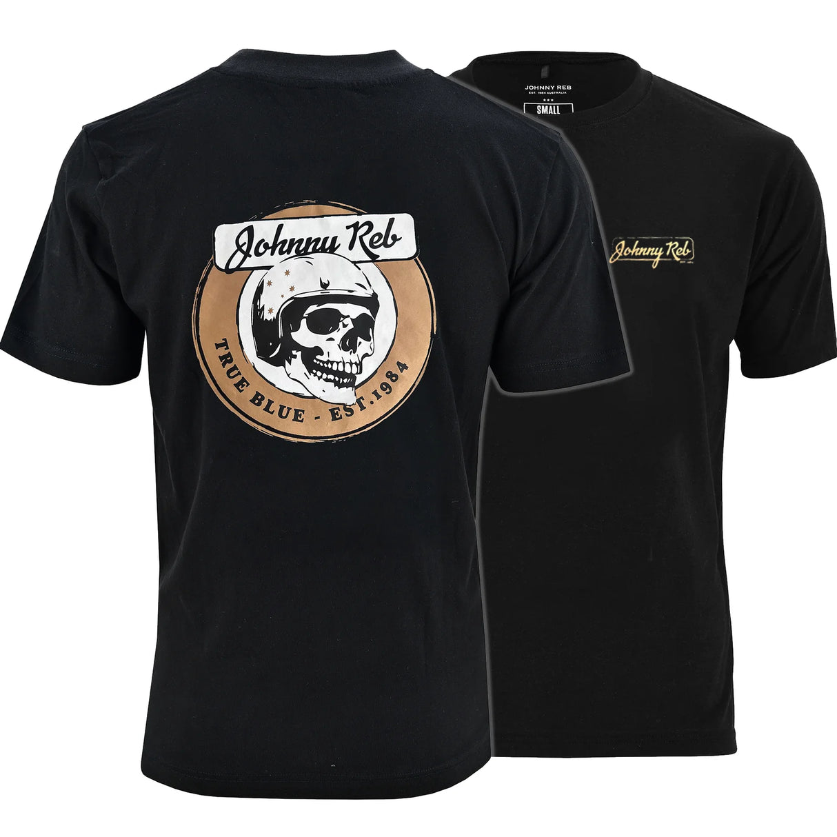 Johnny Reb Men's Skull True Blue T-Shirt - Black/Gold