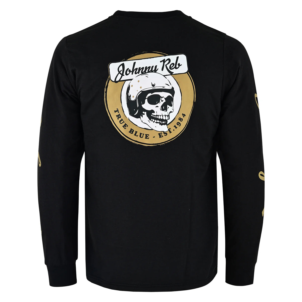 Johnny Reb Men's Skull True Blue Long Sleeve T-Shirt -  Black/Gold