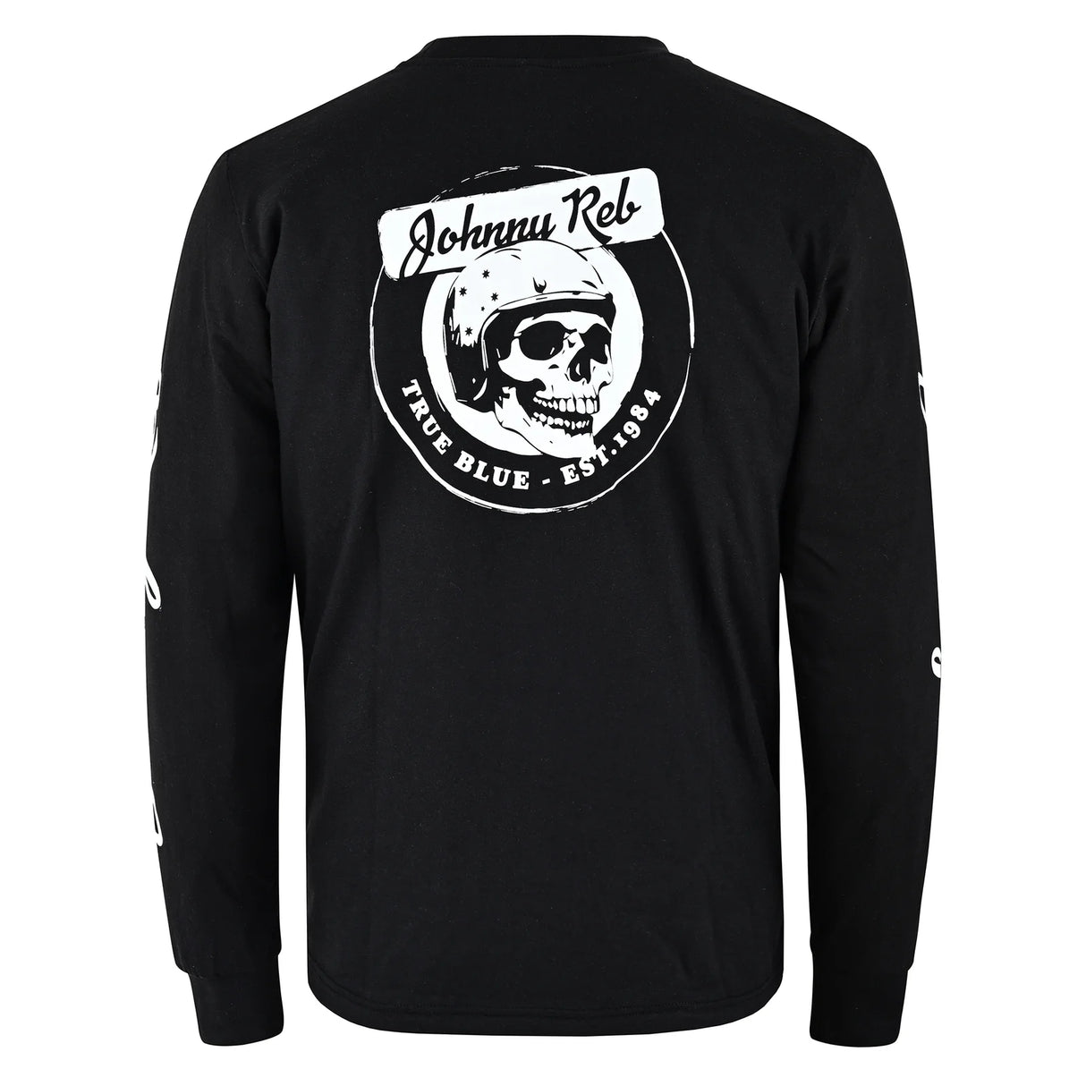 Johnny Reb Men's Skull True Blue Long Sleeve T-Shirt -  Black/White