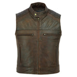 Jonny Reb Men's Botany Village Vintage Leather Vest - Brown