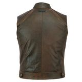 Jonny Reb Men's Botany Village Vintage Leather Vest - Brown