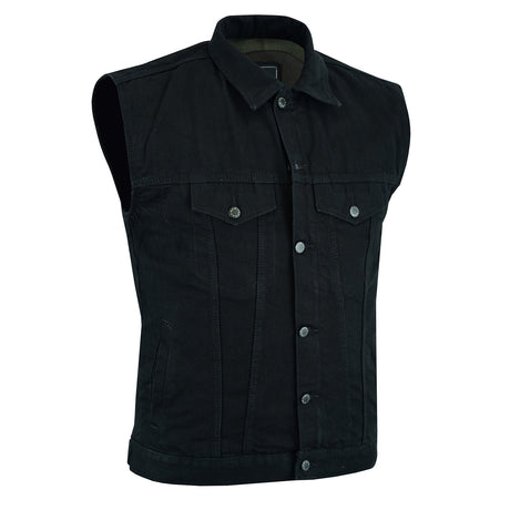 Johnny Reb Men's Glenbrook Protective Denim Vest with Kevlar - Black Denim