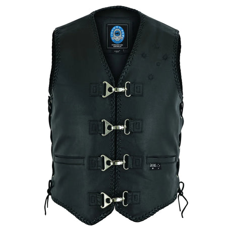 Johnny Reb Men's Aussie Flag Leather Vest - Black