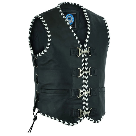 Johnny Reb Men's Springbrook Leather Vest - Black/White