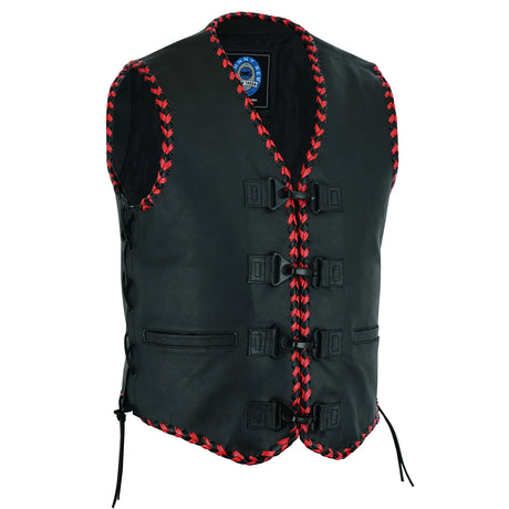 Johnny Reb Men's Springbrook Leather Vest - Black/Red