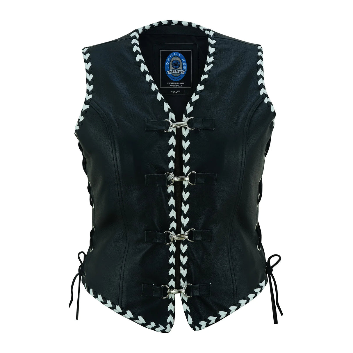 Johnny Reb Women's Springbrook Leather Vest - Black/White