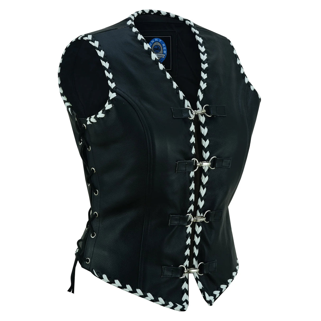Johnny Reb Women's Springbrook Leather Vest - Black/White