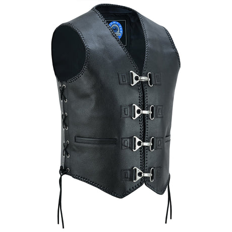 Johnny Reb Men's Bullar Leather Vest - Black/Silver