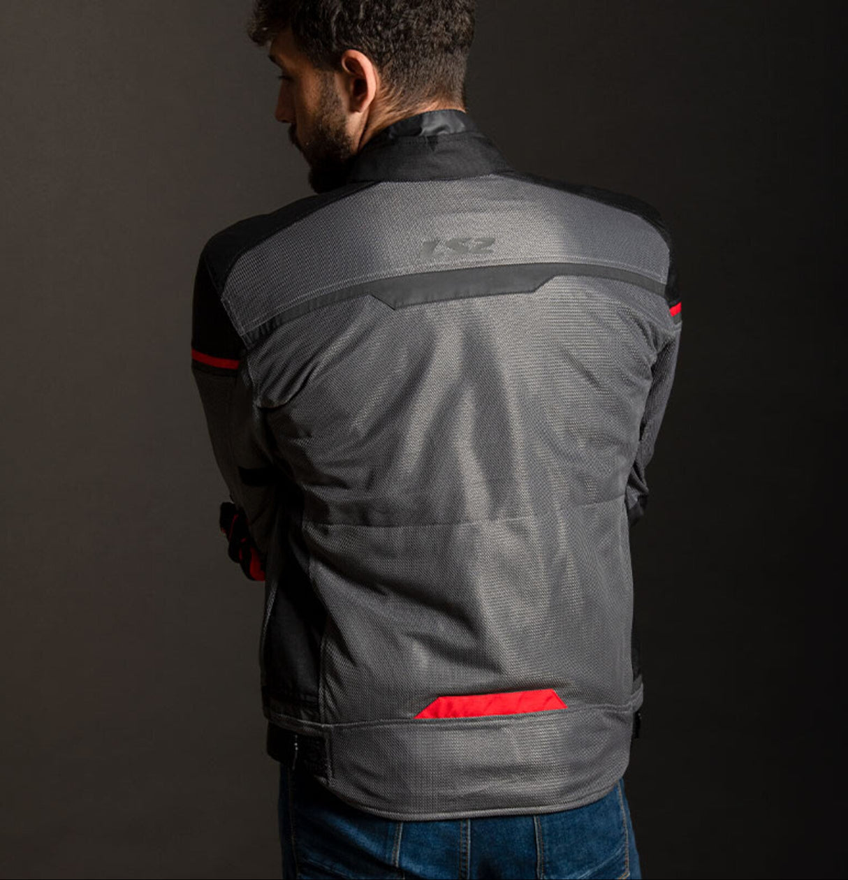 LS2 Riva Men's Jacket - Black / Dark Grey / Red