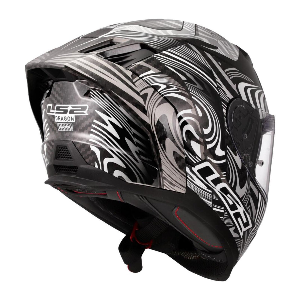 LS2 FF807 Dragon Carbon Enthum Helmet - Black / Silver 06