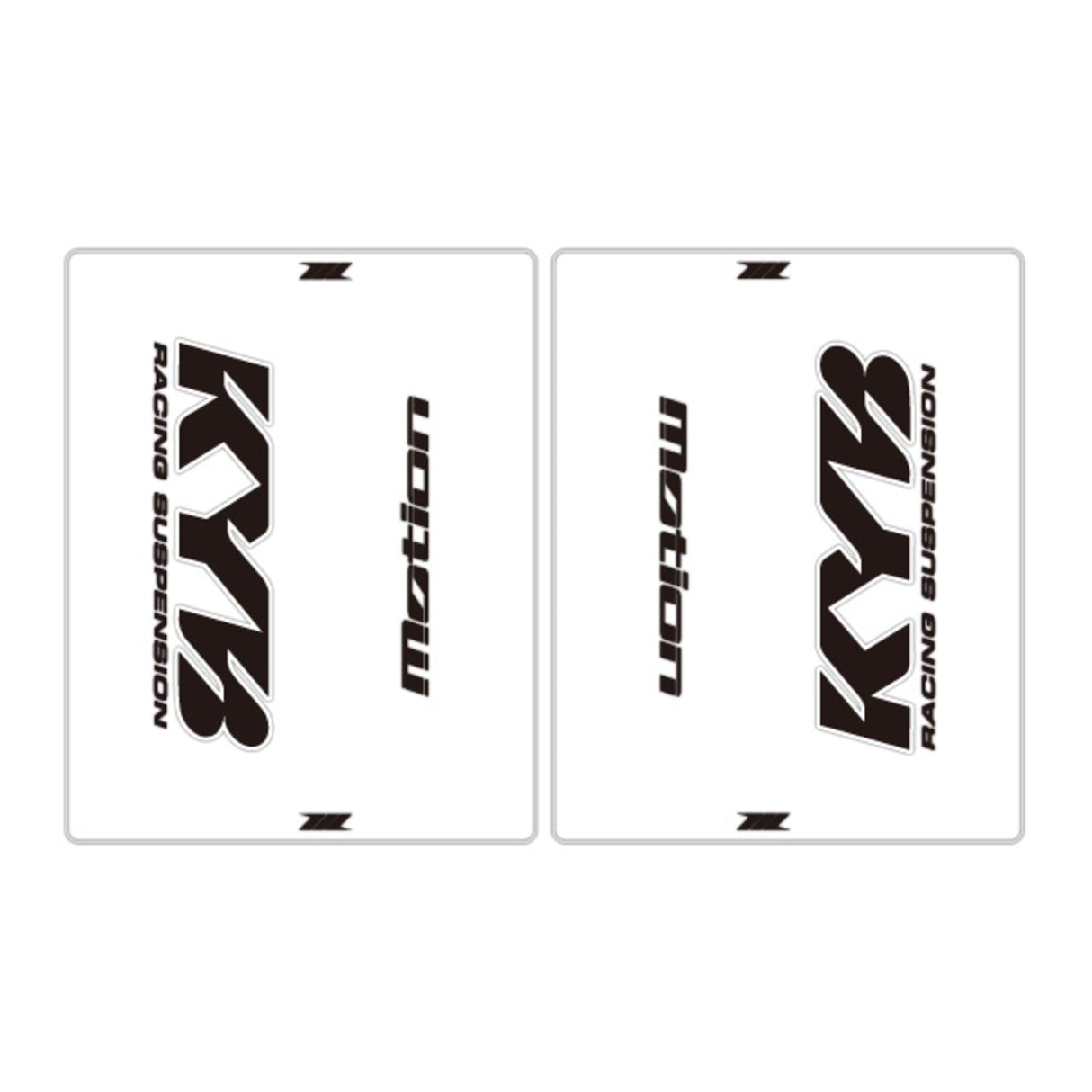 DRC Motion Front Fork Outer Decals- KYB 14 - Clear/Black/White