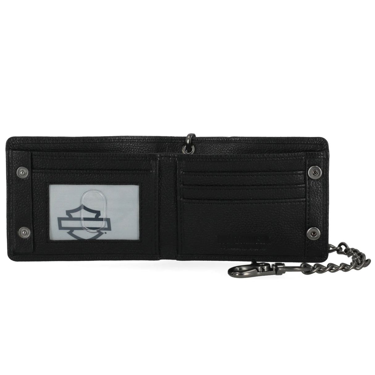 Harley-Davidson Men's Embossed Willie G Skull Genuine Leather Billfold Chain Wallet - Black