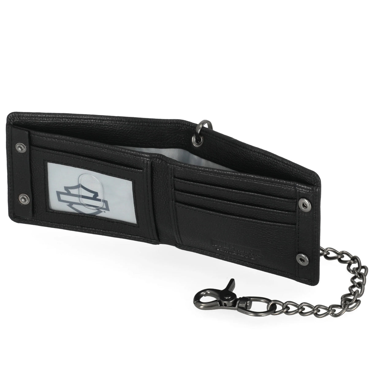 Harley-Davidson Men's Embossed Willie G Skull Genuine Leather Billfold Chain Wallet - Black