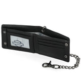 Harley-Davidson Men's Embossed Willie G Skull Genuine Leather Billfold Chain Wallet - Black