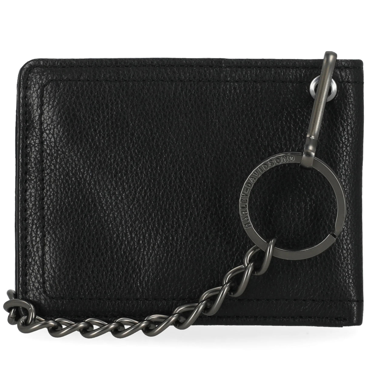 Harley-Davidson Men's Embossed Willie G Skull Genuine Leather Billfold Chain Wallet - Black
