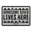 Oxford Garage Metal Sign: Handsome Biker Lives Here