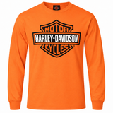 V-Twins x Harley-Davidson Men's Bar & Shield Long Sleeve T-Shirt  - Safety Orange