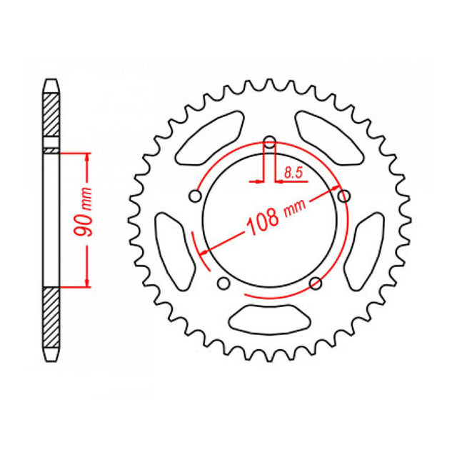 MTX 1022 Steel Rear Sprocket #530 (11-1022)
