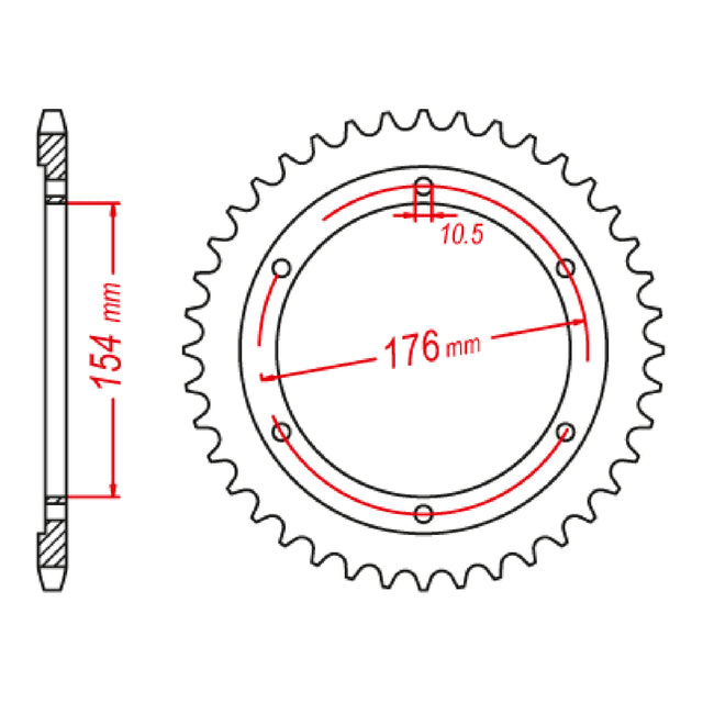 Sprocket Rear MTX 1346 44T #525 11-1346-44