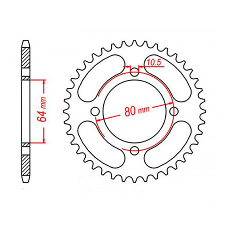 MTX 1910 Steel Rear Sprocket #520 (11-1910)