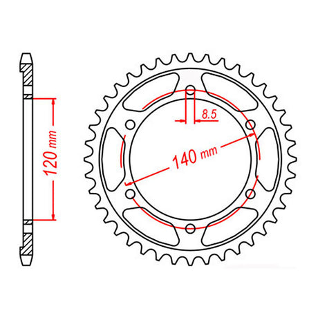 Sprocket Rear MTX 260/475 37T #520 11-260-37