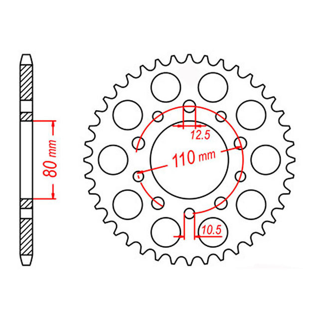 MTX 1334 Steel Rear Sprocket #530 (11-438)