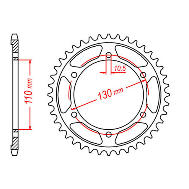 MTX 1876 Steel Rear Sprocket #525 (11-876)