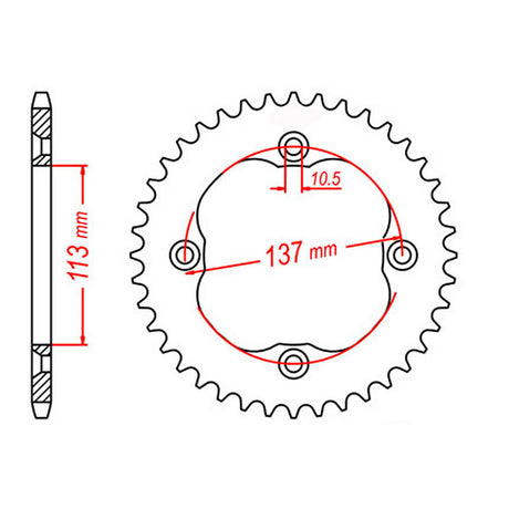 MTX 1760 Steel Rear Sprocket #520 (11-1760)