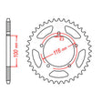 MTX 464 Steel Rear Sprocket #420 (11-121)