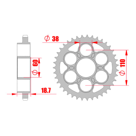 MTX 50901 Steel Rear Sprocket #525 (11-50901)