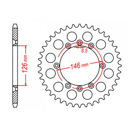 MTX 805 Steel Rear Sprocket #428 (11-01A)