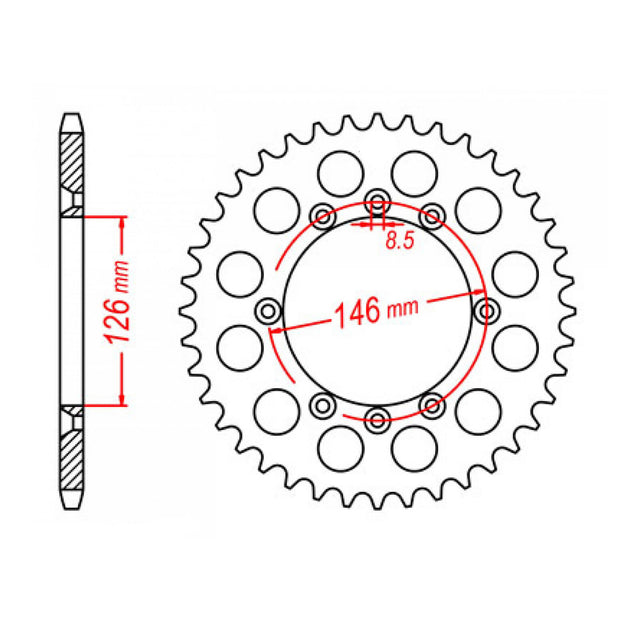 MTX 805 Steel Rear Sprocket #428 (11-01A)