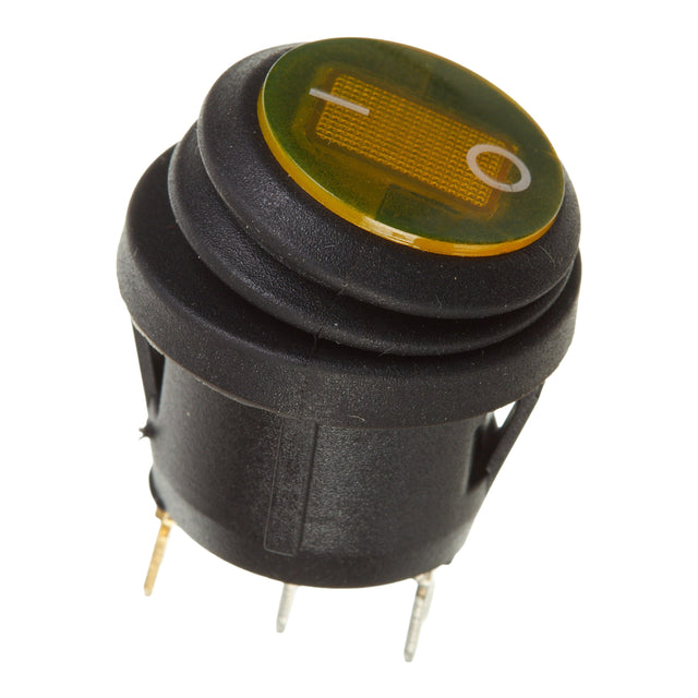 WMP 12V ROCKER SWITCH ON-OFF YEL WATERPROOF ROUND