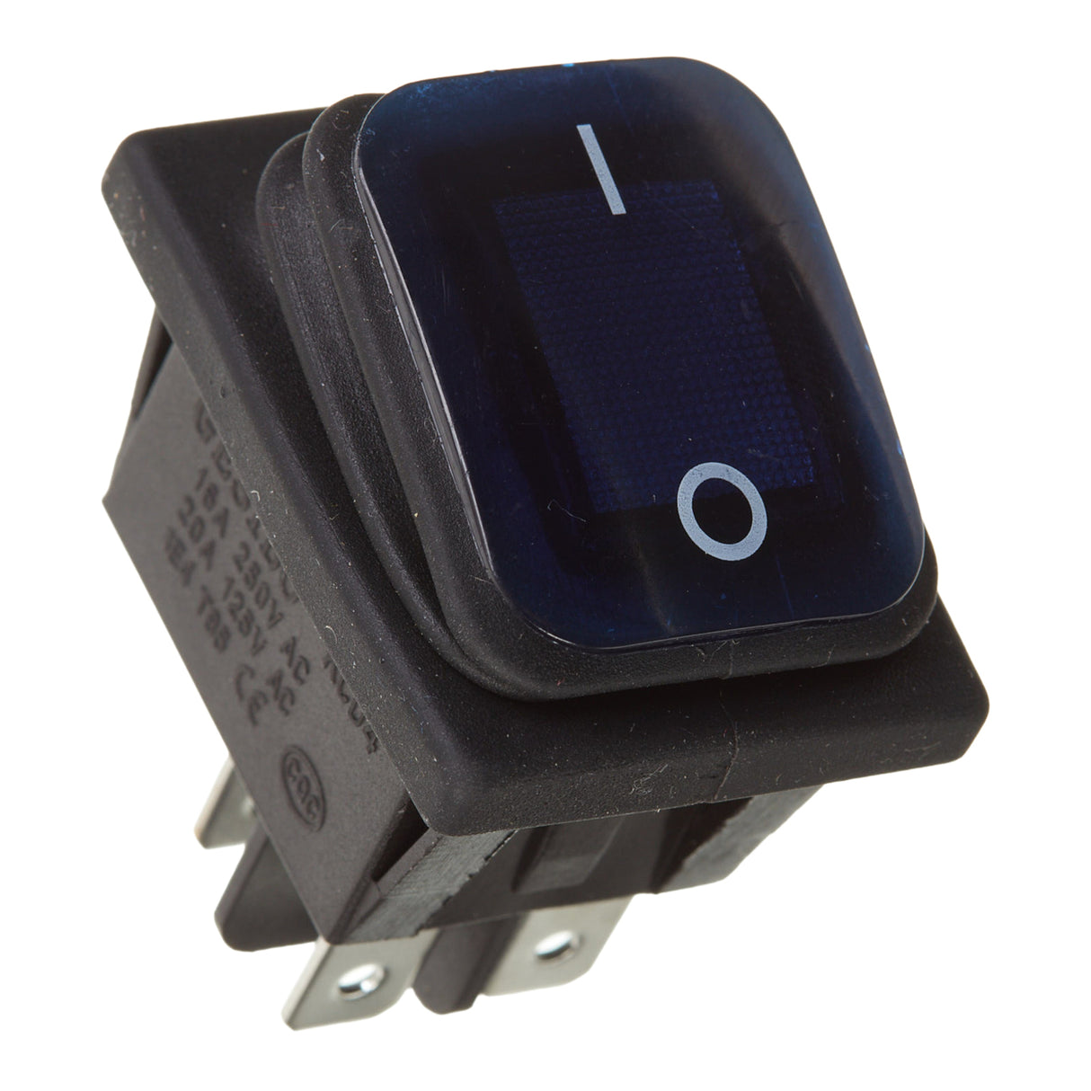 WMP 12V ROCKER SWITCH ON-OFF BLU WATERPROOF 30X22 RECTANG